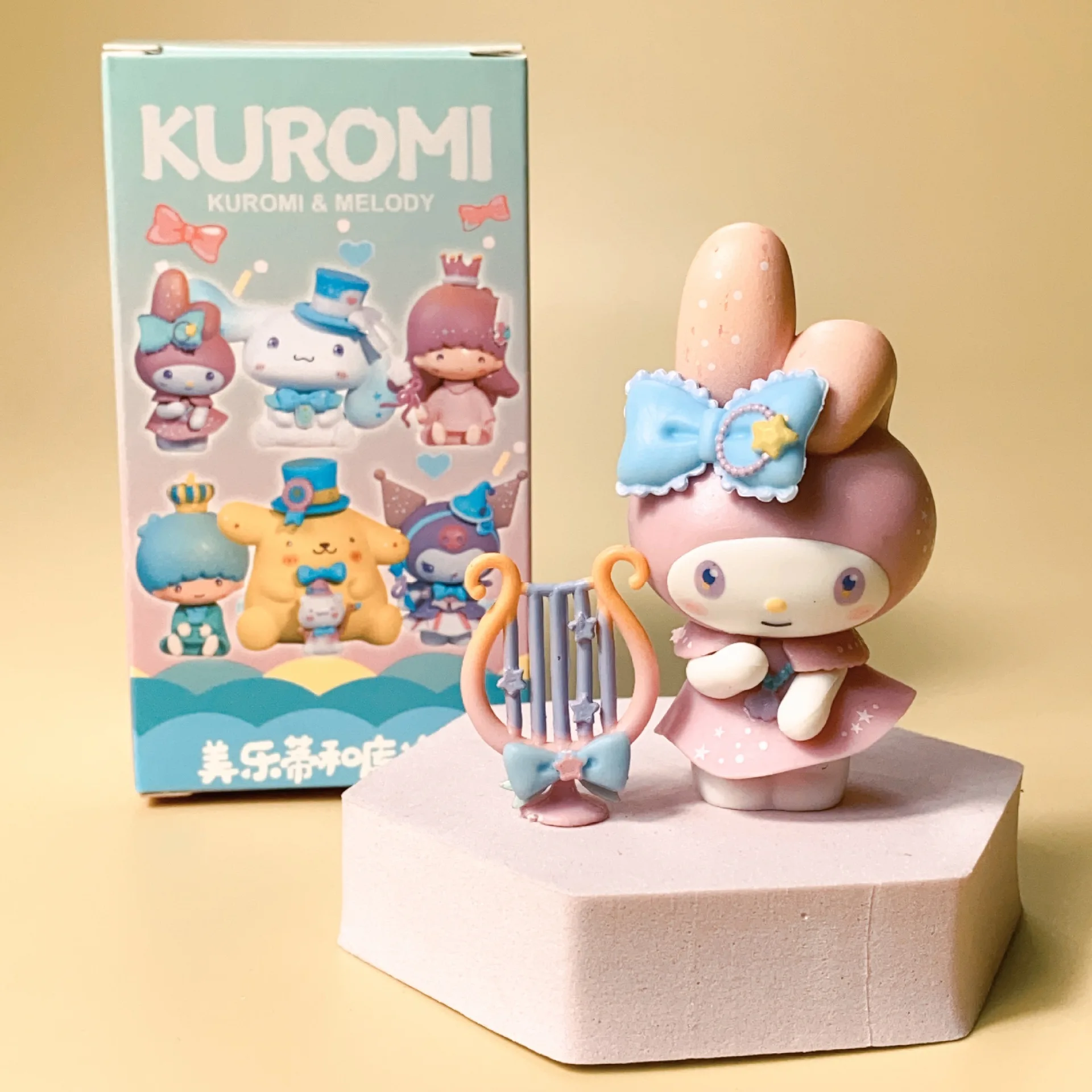 Nova caixa cega sanrio kawaii kuromi cinnamoroll minha melodia figuras bonecas saco cego brinquedo para fãs presente