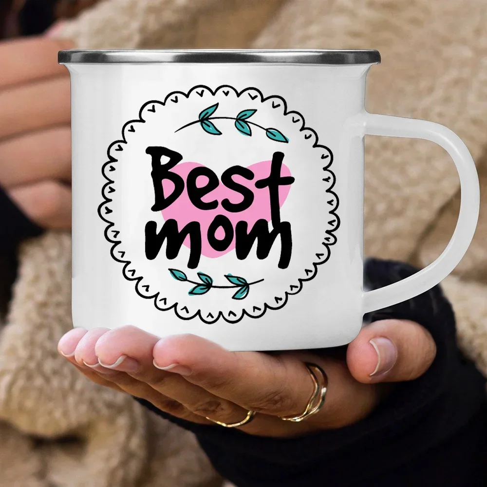 Best Mom Enamel Cups Mommy Birthday Gifts Best Mom Ever Mug Mothers Day Gift for Mommy Coffee Tea Mugs Mother Drink Cup