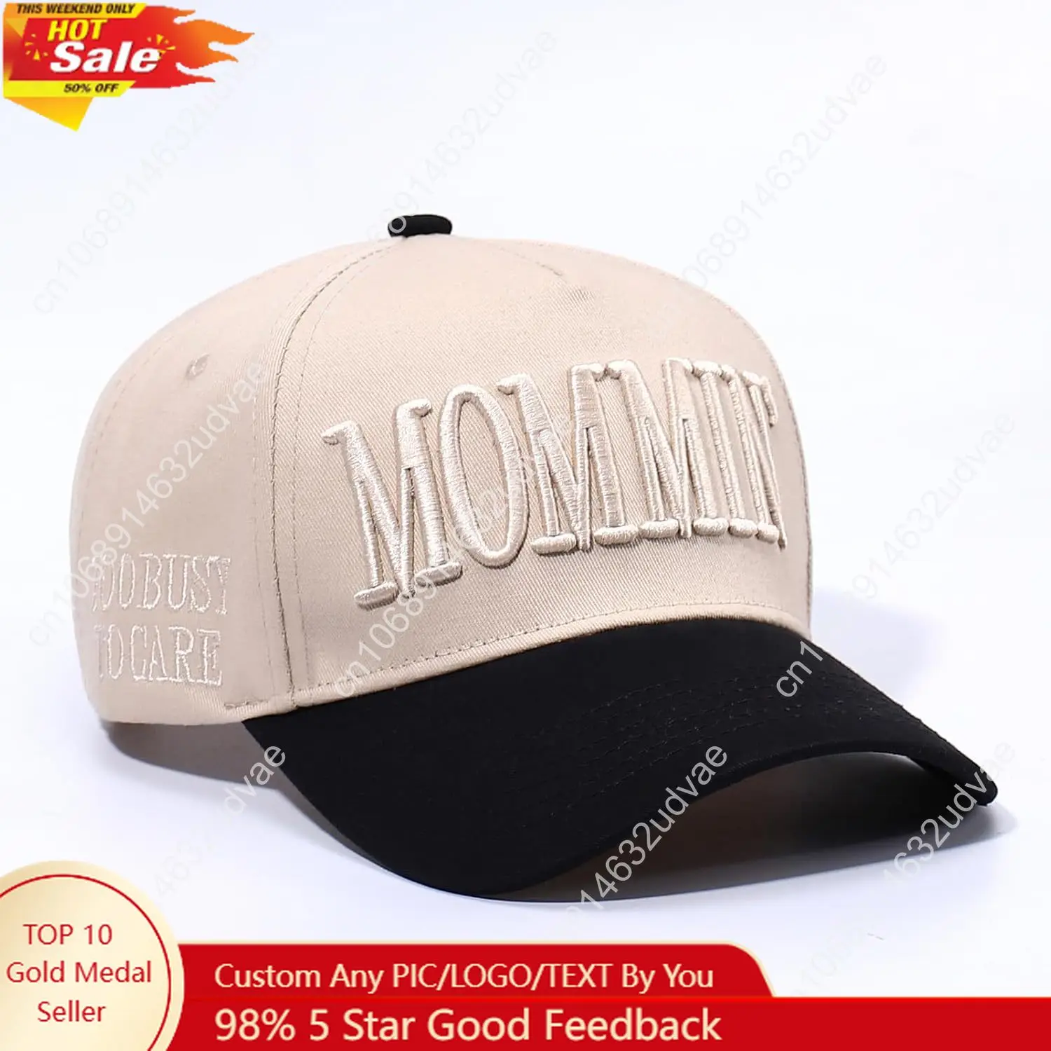 

Vintage Two-Tone Trucker Hat Adjustable Baseball Cap with Mommin Embroidery Ponytail Fit Unisex Outdoor Casual Headwear