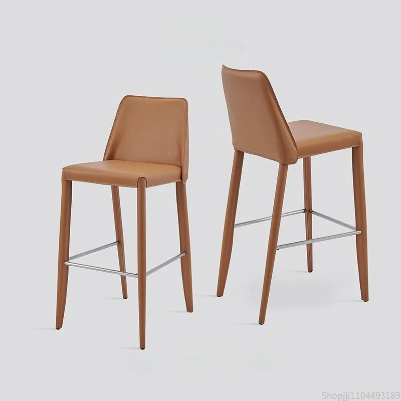 

Дизайнерский итальянский кожаный барный стул-седло — минималистичный кухонный стул со спинкой для дома и острова