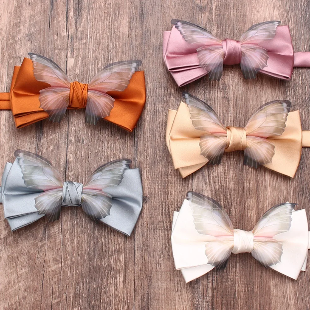 

Fashion Solid Color Butterfly Bow Tie Soft Adjustable Men Necktie Organza Bowknot Bridegroom Groomsman Cravat Banquet