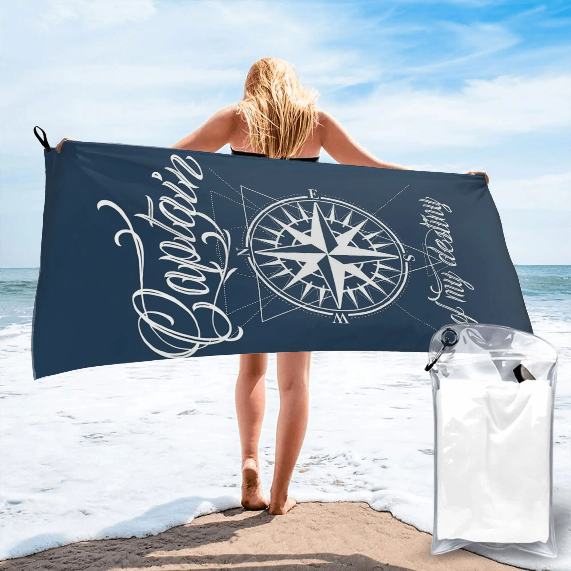 Nautical Compass Captain Anchor Boat Beach Towel Soft Microfiber Quick Dry Absorbent Quick Towels For Pool