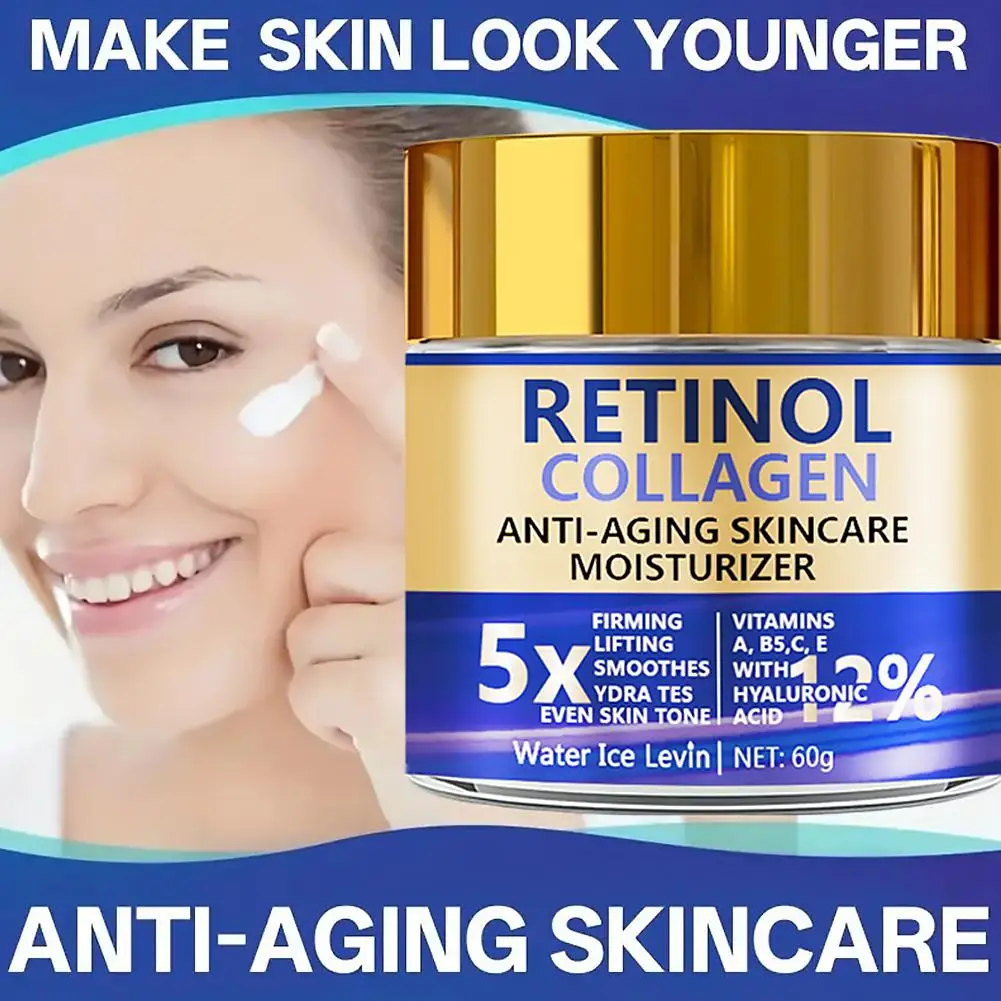 Facial Lotion Face Moisturizer Retinol & Collagen Cream For Women Men Moisturizing Nourishing Day & Night Skincare Serum view 5