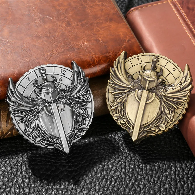

Creative 7-in-1 Fighter Pattern Fingertip Wheel Metal DND Dice Rotating Spinner for Role Play Board Game with Dragon Display Box