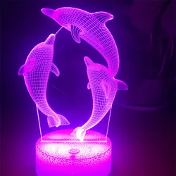 Nighdn Dolphin LED Night Lamp for Kids Bedroom USB Light Child Nightlight Acrylic Lamp Bedside Table Night Light Birthday Gift