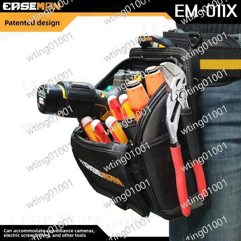 for Heavy Duty Electrician Tool Pouch Wear Resistant Waist Pack with Quick Release Lock Multifunctional Shoulder Bag Zipper
