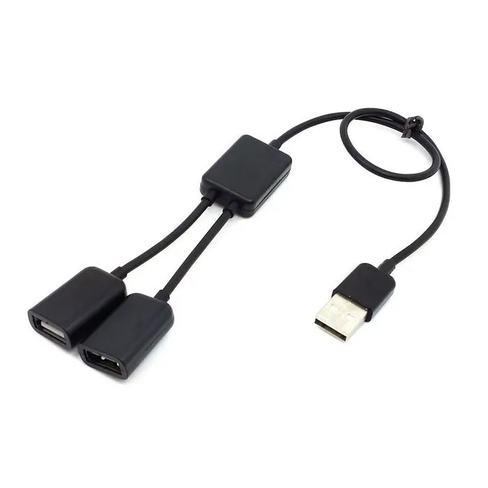 CYSM Xiwai  Black USB 2.0 Dual Ports Hub Cable Bus power For Laptop Mac book Notebook PC & Mouse & Flash Disk