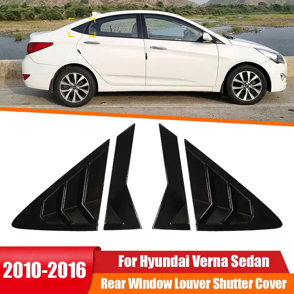 For Hyundai Verna Sedan 2010-2016 Hyundai Accent 2012-2017 Car Rear Louver Window Side Shutter Cover Trim Sticker Vent Scoop ABS