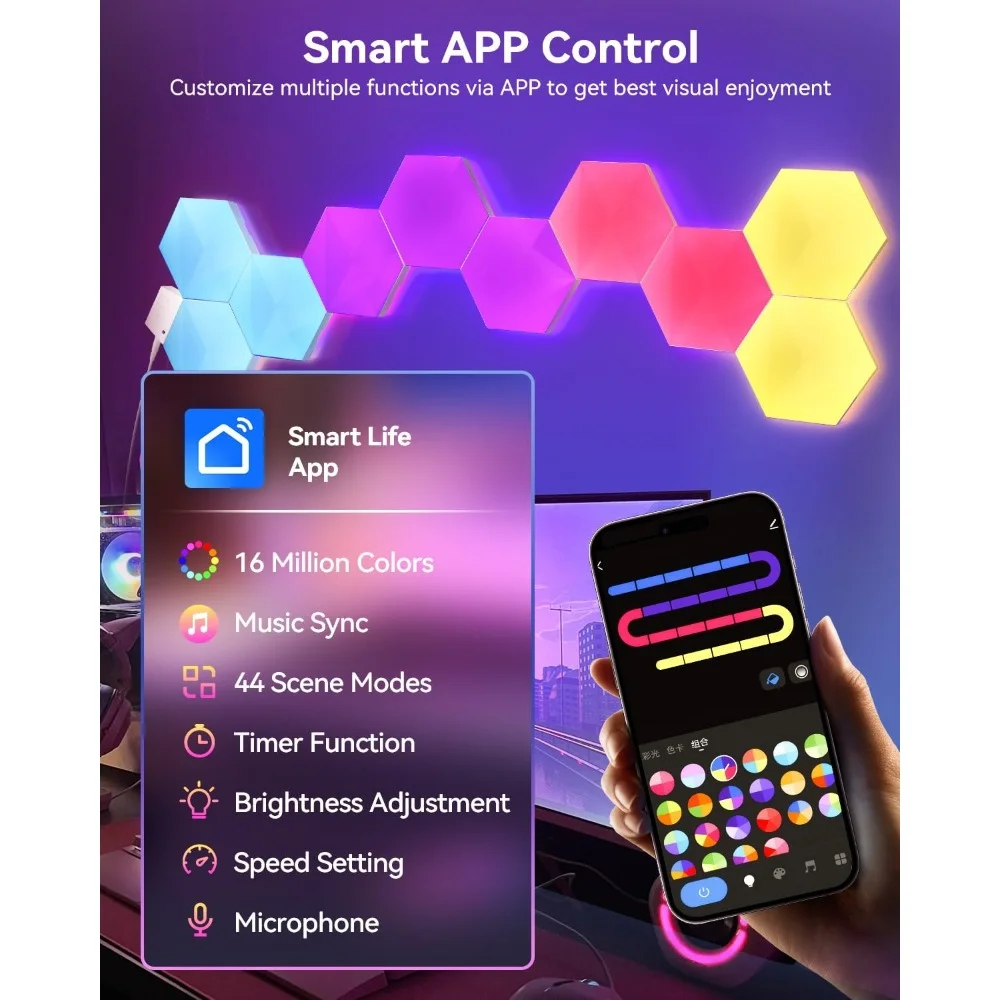 ترقية RGB IC مسدس أضواء LED الإنزلاق عرافة ضوء لوحات الذكية وحدات عرافة البلاط الموسيقى مزامنة APP التحكم الصوتي #3