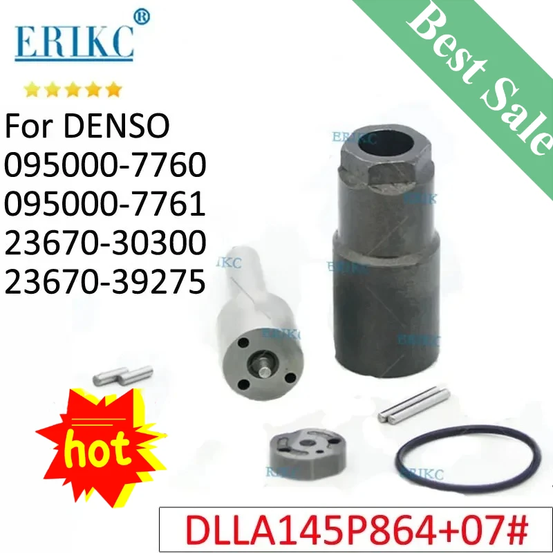 

Топливная форсунка дизельного двигателя 095000-7760, комплект для восстановления 095000-7761, распылитель DLLA145P864, клапан для Toyota Hiace Hilux 23670-30300 23670-39275