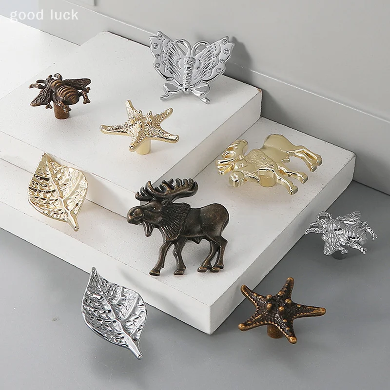 โมเดิร์น Minimalist Gold แมลงลิ้นชักตู้ครัว Silver Bee Handle Retro Bronze ดึงเฟอร์นิเจอร์ฮาร์ดแวร์