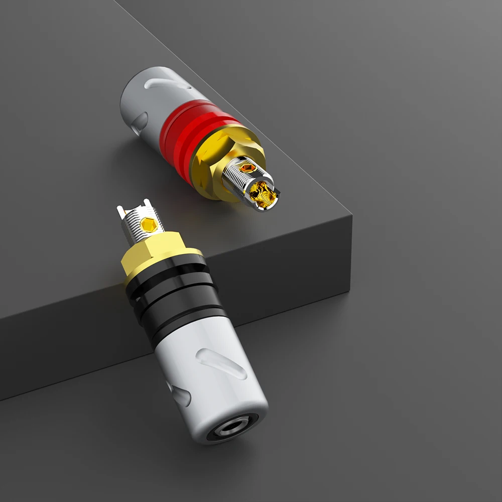 Monosaudio Reinkupfer-Binding Posts, vergoldete und rhodiumbeschichtete Stecker, Lautsprecheranschlüsse für HiFi-Verstärkerbuchsen – Detail 8