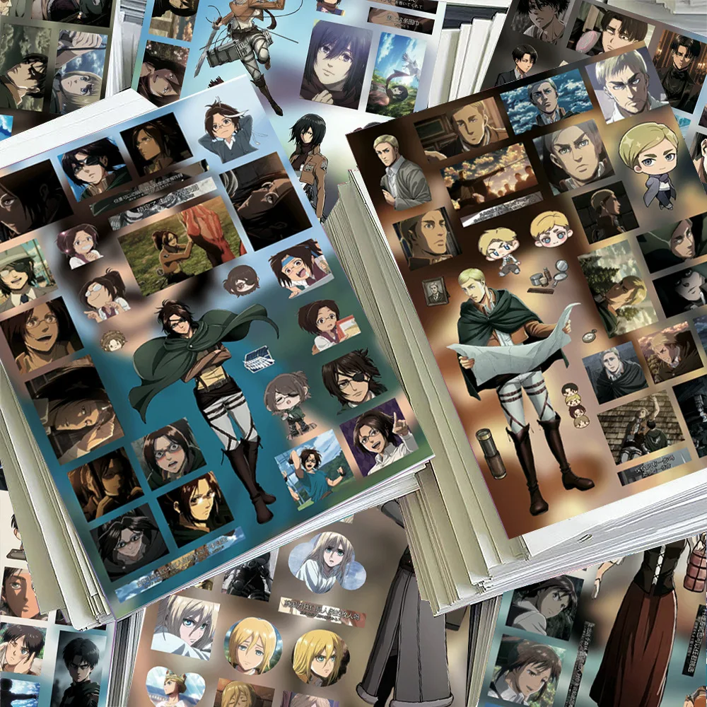 8pc Attack on Titan Sticker Board Mikasa·Ackerman Eren Jaeger Anime Hot Blooded Character Collage Material Pack Sticker