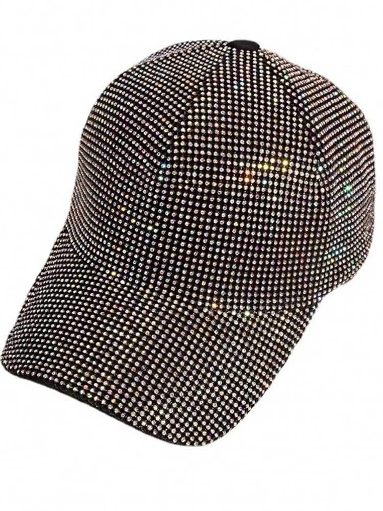 أزياء المرأة لامعة الماس رصع قبعة بيسبول الهيب هوب الإناث عرض مسرحي بلغت ذروتها قبعة عارضة الشارع الشهير إكسسوارات السفر القبعات #3