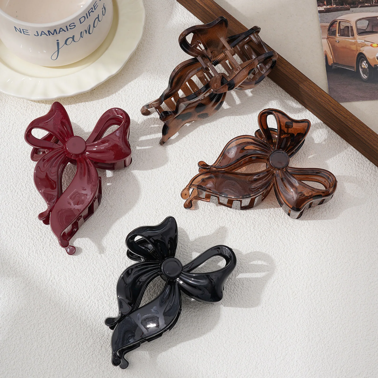 

Большая заколка-краб для волос с бантом, акриловая, для женщин, заколки-бантики, заколки-зажимы для девочек