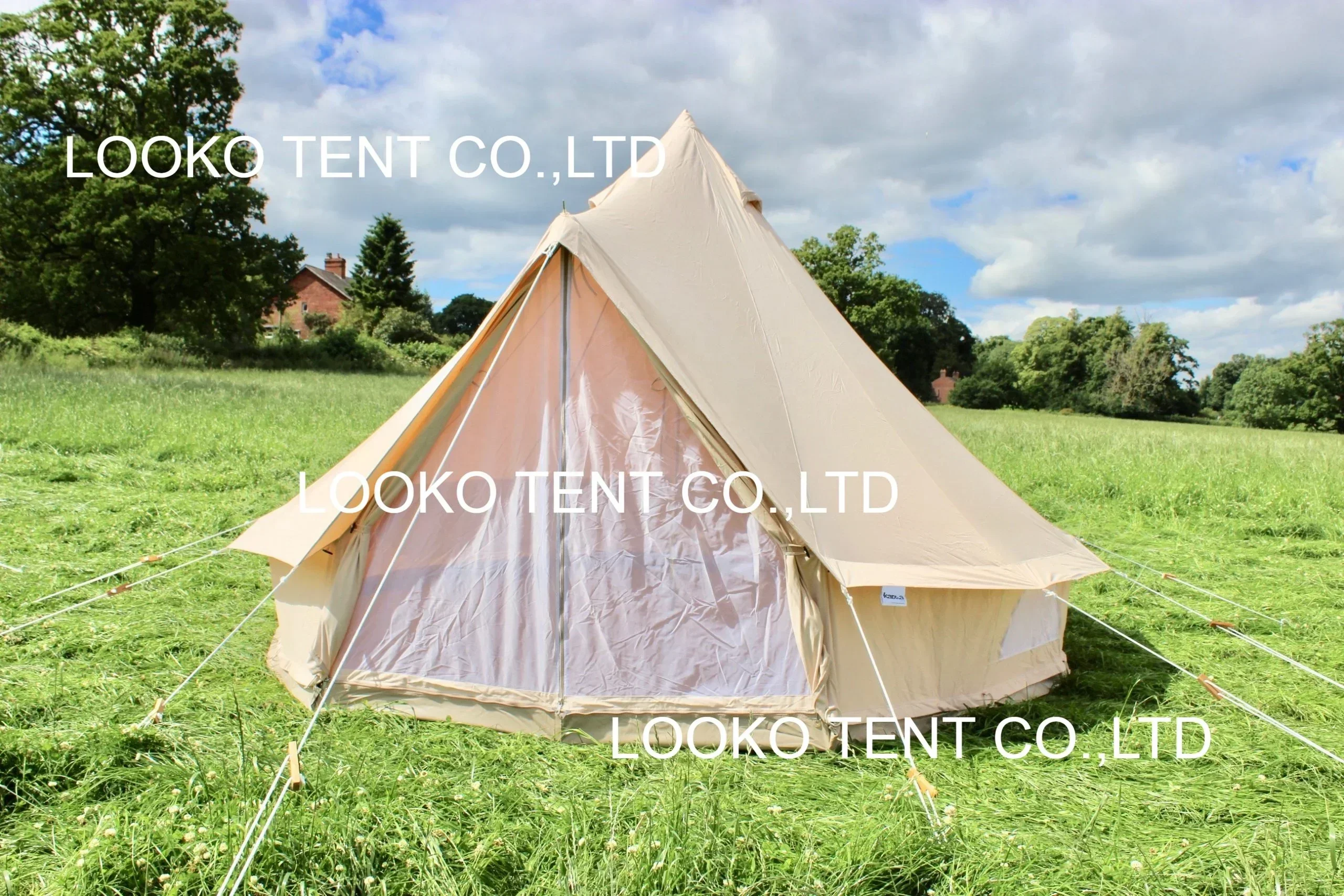 Luxury Outdoor Waterproof Glamping 3M To 7M Cotton Oxford Tent Canvas Mongolian Yurt Bell Tent For Sale