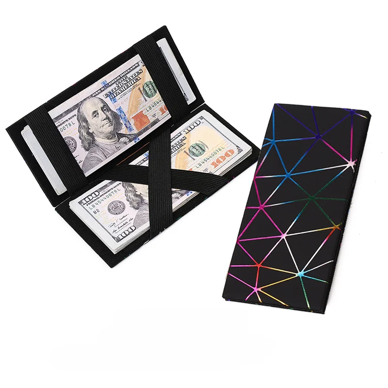 Creative New Long PU wallet Card Holder Rhombus Laser Indentation Wallet Magic Wallet Men's and Women's Coin Purse