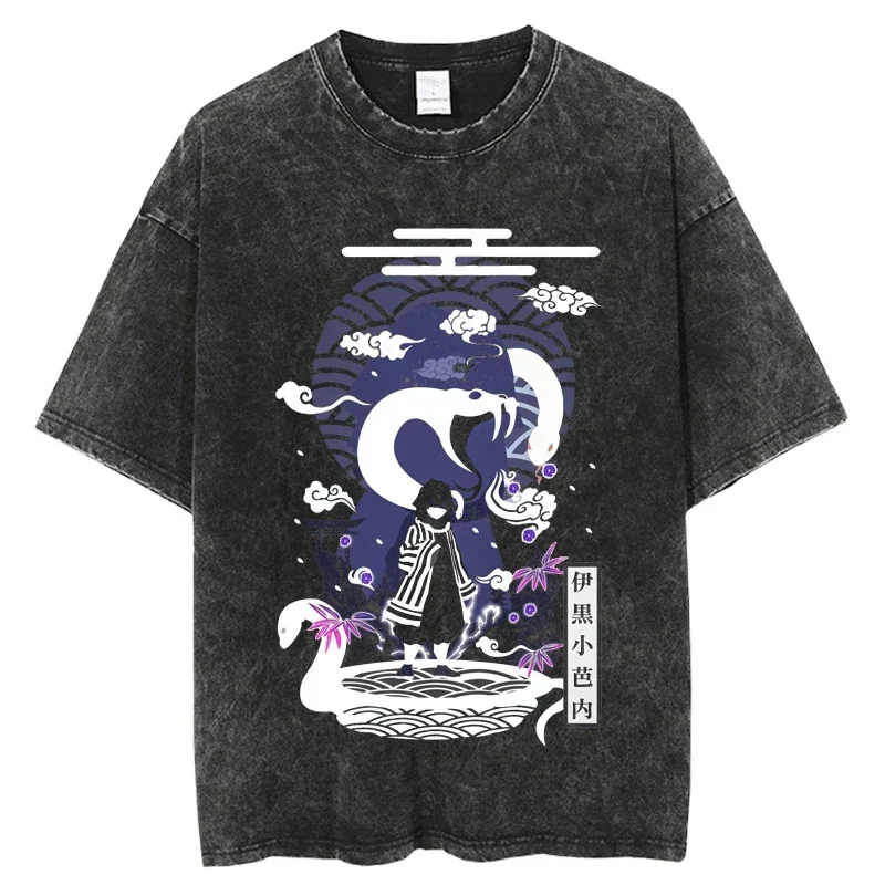 

Wholesale Demon Slayer Men Vintage Oversized Anime Washed T Shirts for Women Short Sleeve Summer Streetwear Short Sleeve T shirt