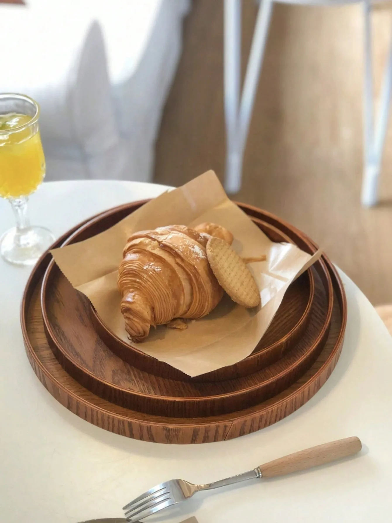 1pc/3pcs Natural Wooden Serving Tray, Round Platter For Snack, Cake, Bread, Multi-Use Breakfast Coffee Tea Tray, Charcuterie Platter For Kitchen Dining Table, Restaurant Serving & Table Decor Organizer Plate sh25043075663067265 view 4