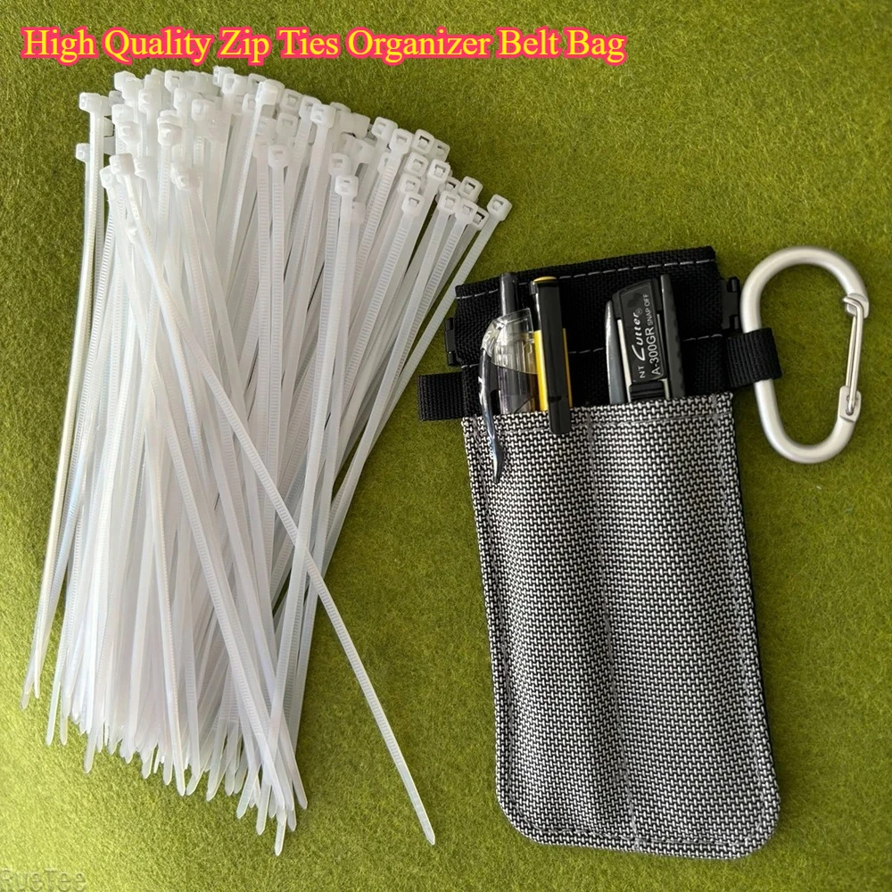 高品質ジップタイオーガナイザーベルトバッグ-大工や電気技師向けのフックとペンホルダー付きポーチ