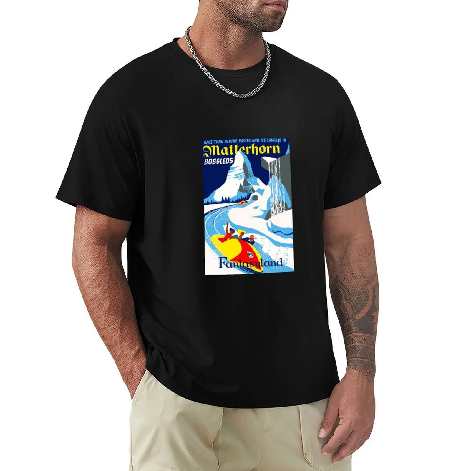 Matterhorn Bobsleds Attraction Poster T-Shirt cotton t shirt man T-Shirt