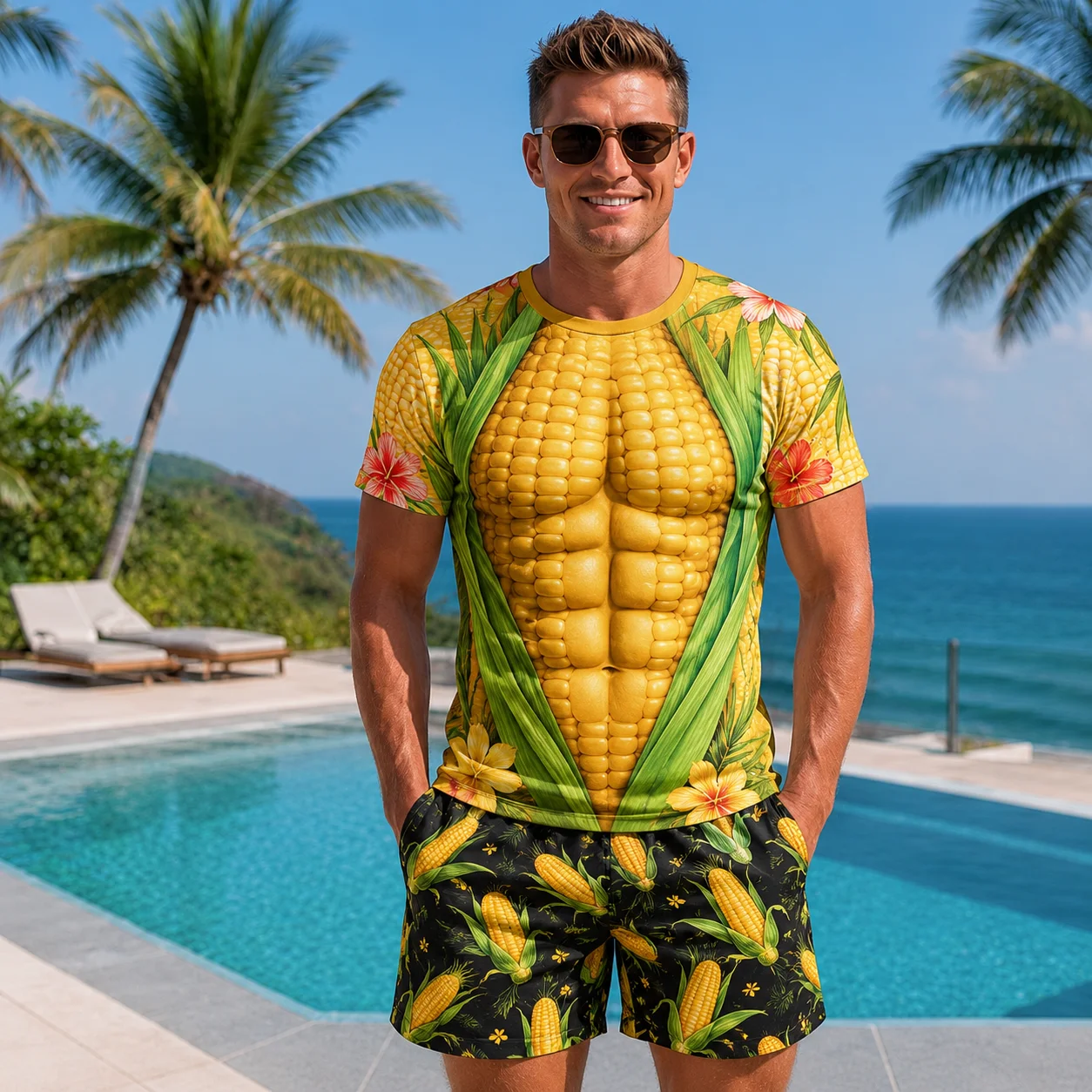 Mens Funny Cabbage Muscle 3D Print T Shirt Vegetable Graphic Tee Quick Dry Breathable Summer Beach Casual Streetwear Top