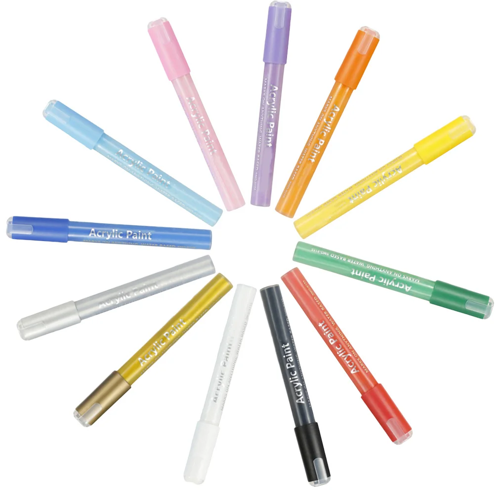 

12Pcs Creative Paint Markers for Paper Wood Glass Excellent Coloring Drawing Pens for Home School Art Craft Activities