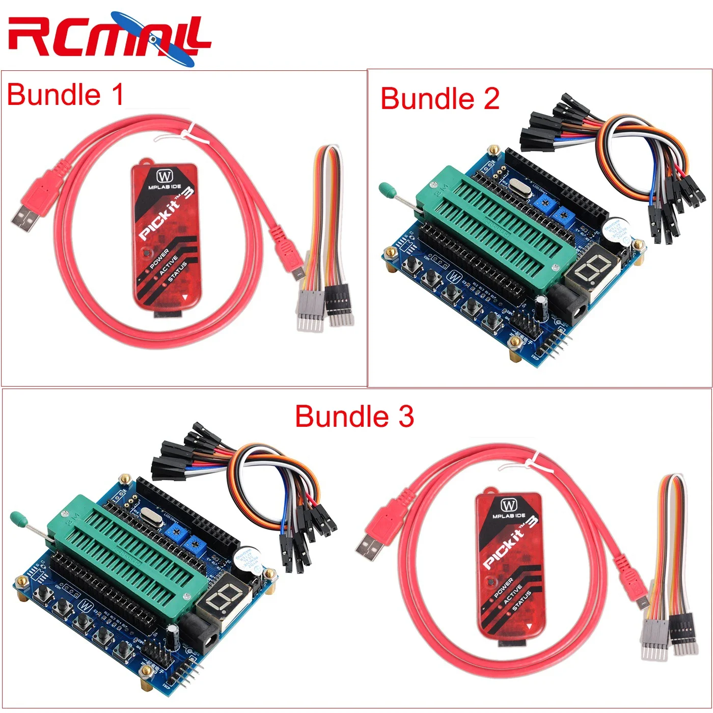 PICKIT3 Programmer Pickit Kit 3X Emulators / PIC ICD2 PICKit 2 PICKIT 3 Programming Adapter Universal Programmer Seat RCmall