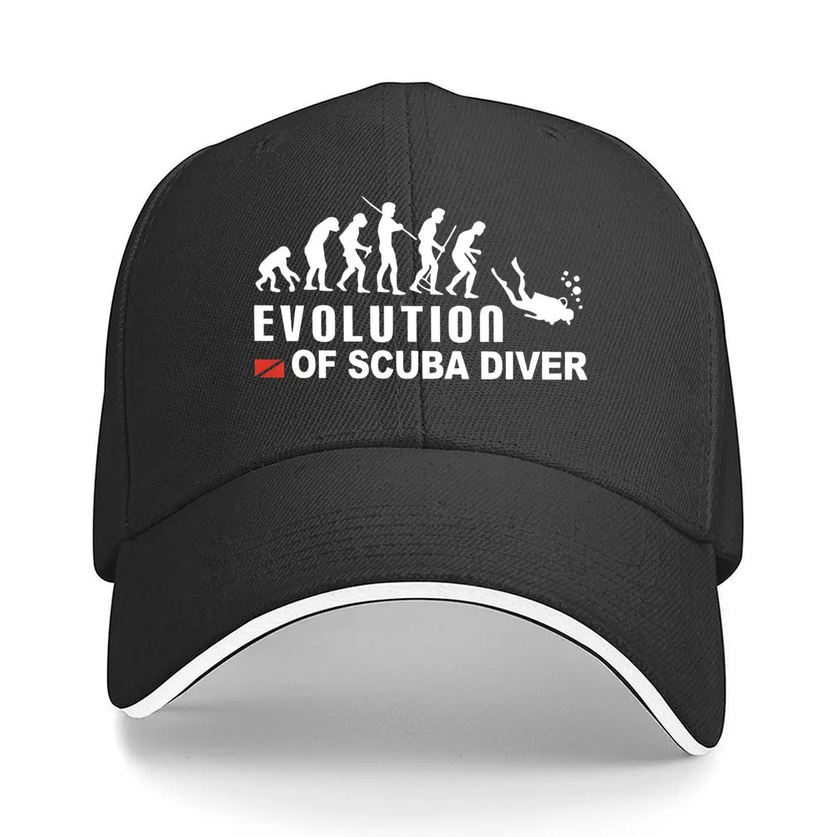 Evolution Of Scuba Diver Sandwich Baseball Cap Outdoor Workouts Sun Hat