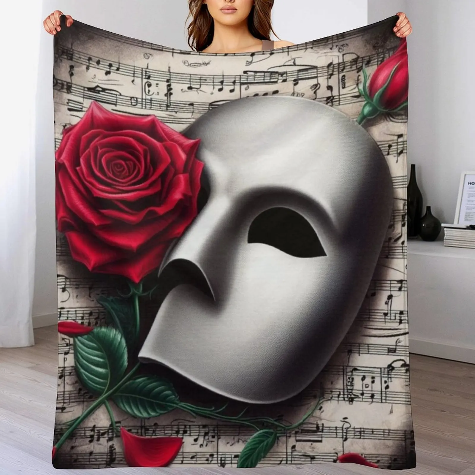 

Phantom of The Opera Musical Genius Throw Blanket Faux Fur Soft Warm Blanket for Bed