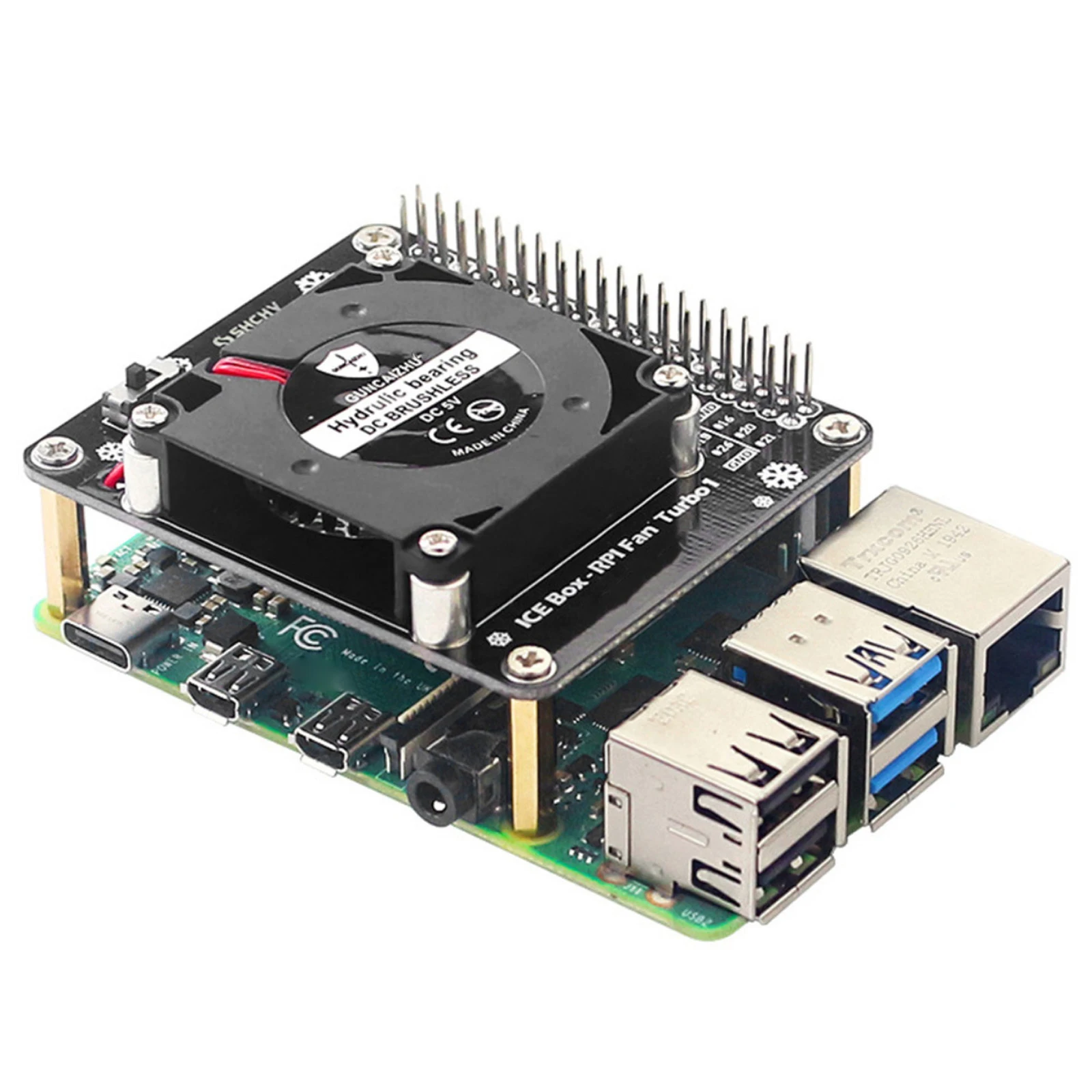 For Raspberry Pi 4 Model B GPIO Extenstion Board Switch Cooling Fan HAT With Blue LED Single Fan For Raspberry Pi 4B 3B+ 3B