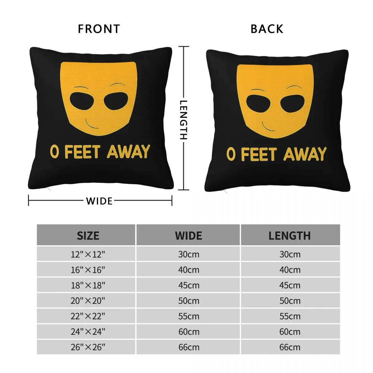 Grindr Zero O Feet Away Square Pillowcase Pillow Cover Polyester Cushion Decor Comfort Throw Pillow for Home Sofa