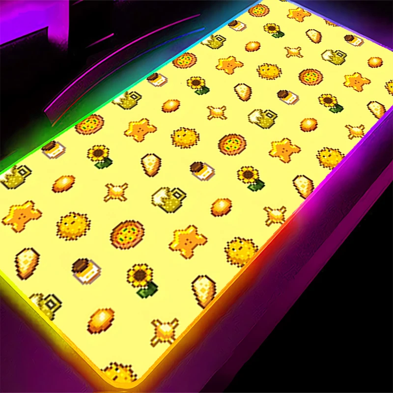 

RGB LED Mouse Pad HD Rubber Mousepad Computer Gaming Accessories Keyboard Pad Office Decoracion Desk S-stardew Valley Mouse Mat