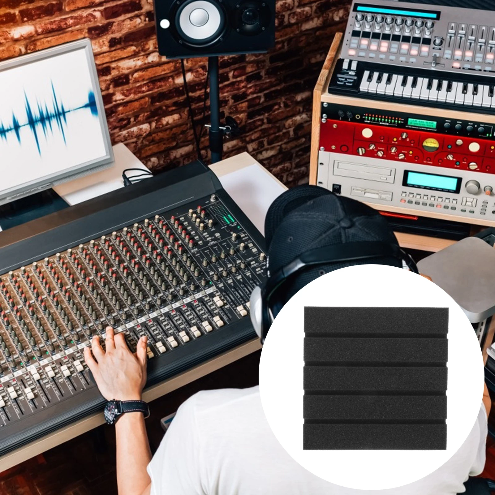

6pcs Black Soundproof Panels 25x25x2cm High Density Flame Resistant Acoustic Foam for Music Room Recording Studio Wall Ceiling