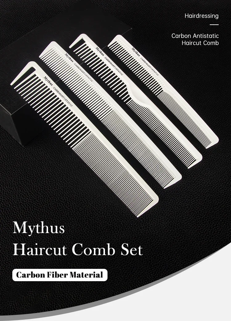 Mythus Barber Kamm Haarschnitt Professionelle Friseur Styling Kamm Set Salon Haarpflege Styling Werkzeug Carbon Faser Kamm Set – Detail 1