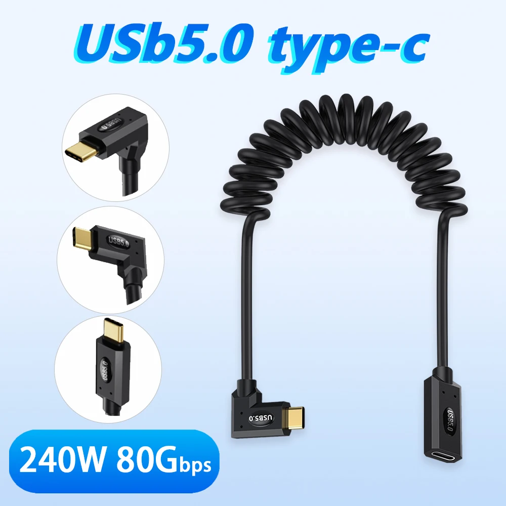 

Spring Usb5 Type-c To Type-c Extension Date Cable 80Gbps Fast Charging 16K60HZ 240W 5A 40V Thunderbolt 4 3 for eGPU IPhone IPad