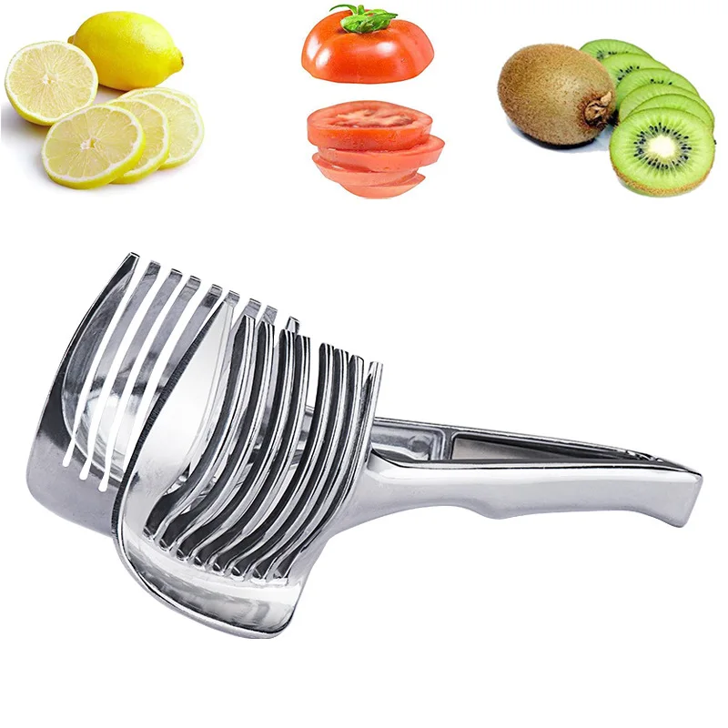 Cortador de cocina portátil de acero inoxidable, cortador multifuncional de frutas y verduras, clip para naranja y limón, accesorio de cocina