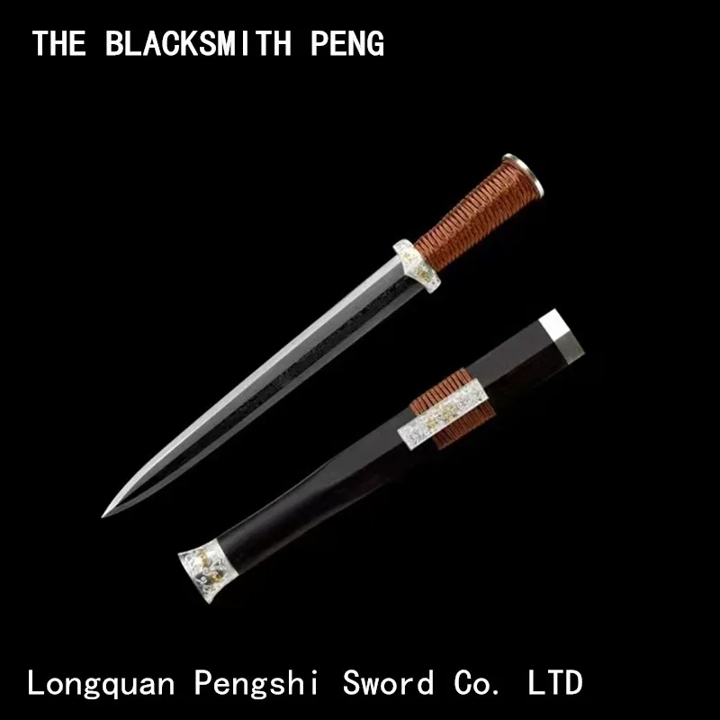 High-end boutique Defend oneself short sword Patterned steel ebony silver plated fittings/Chinese Eight-sided Han sword gift