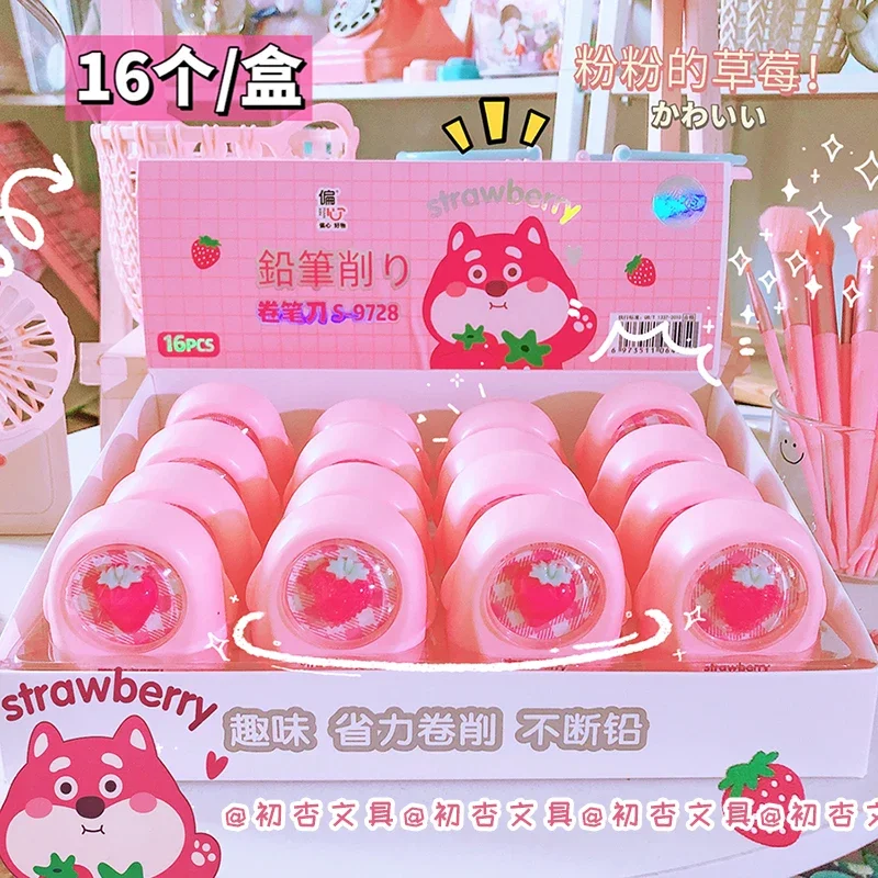 Imagem -06 - Cute Strawberry Pencil Sharpener Material Escolar Papelaria Kawaii Presentes Artigos de Estudante Sharpener