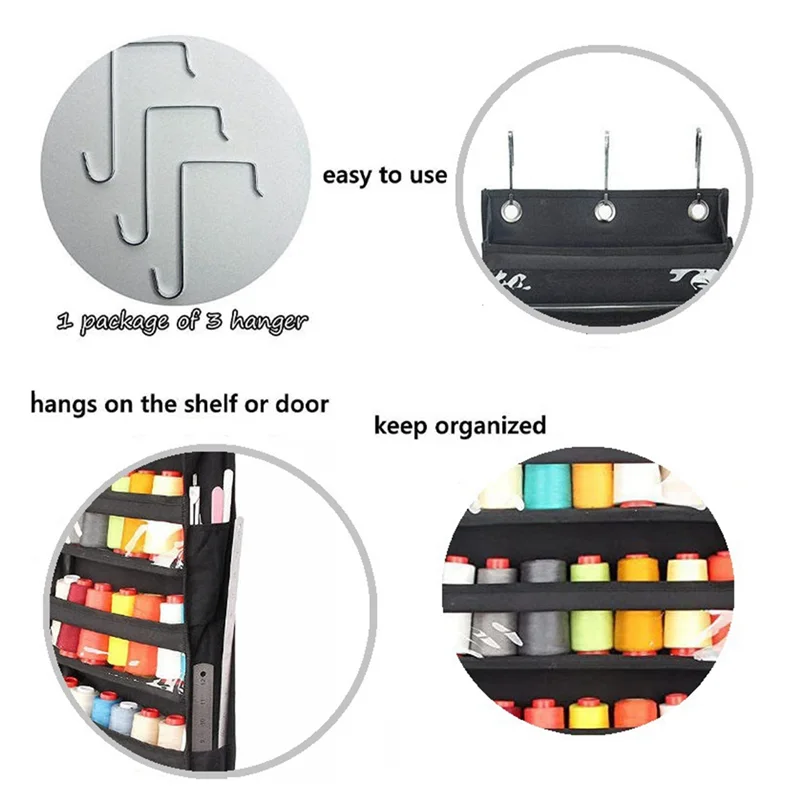 منظم تخزين غزل MOPHE، 5 طبقات فوق الباب، حقيبة كروشيه معلقة مع جيوب عميقة شفافة