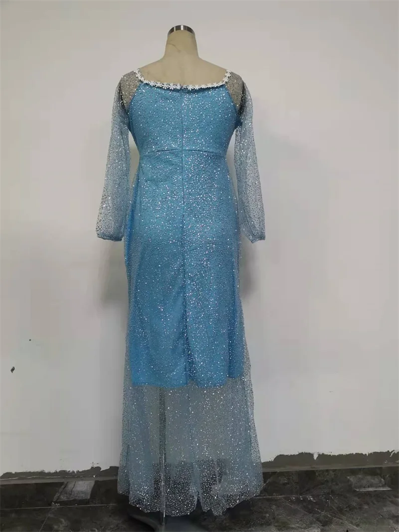 Robe de Rhà paillettes pour femmes, col en V profond, robe de soirée sirène, bleu glamour, manches bouffantes transparentes, robe de soirée la plus récente, en stock