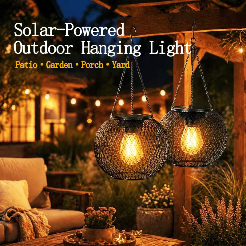Solar Garden Lights New Upgraded Outdoor Solar Hanging Lights for Patio Porch Yard Garden Lanterns Perfect Decorative Finish