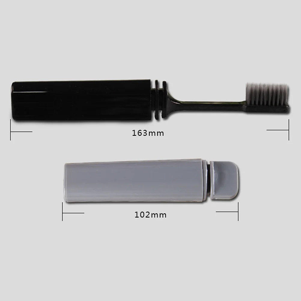 

2pcs Portable Toothbrush Foldable Travel Tooth Brush Bamboo Charcoal Bristles Lightweight Personal Care Teeth Brush Grey Black