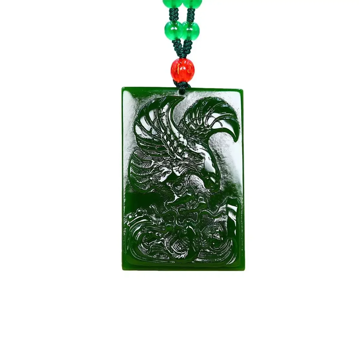 

Green Jade Eagle Pendant Vintage Natural Gifts for Women Charm Necklace Men Man Carved Jewelry Necklaces Charms Talismans