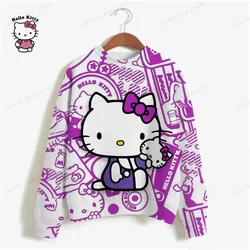 HELLO KITTY Print Women Hoodies Sweatshirts Streetwear Cute Oversized Hoodies Pullover Cropped Hoodies Females Y2k