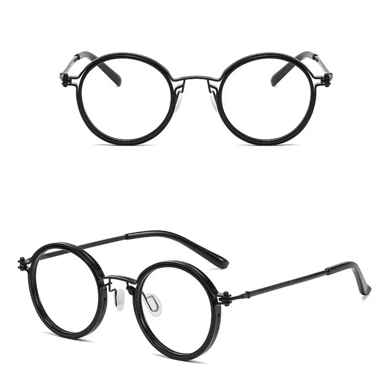 Lesebrille Männer Luxus Runde Rahmen Lupen Klare Linse Anti Blaues Licht Gläser Männer Frauen Metall Lesebrille Neue – Detail 8