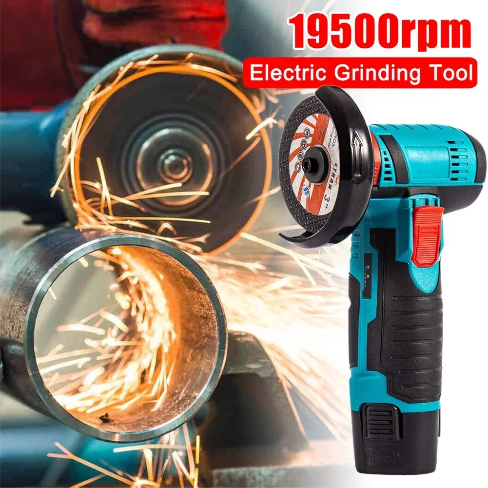 

12V 19500rpm Angle Grinder with 2 Battery Indicator Electric Grinding Cordless Mini Polishing Machine Diamond Cutting Grinder