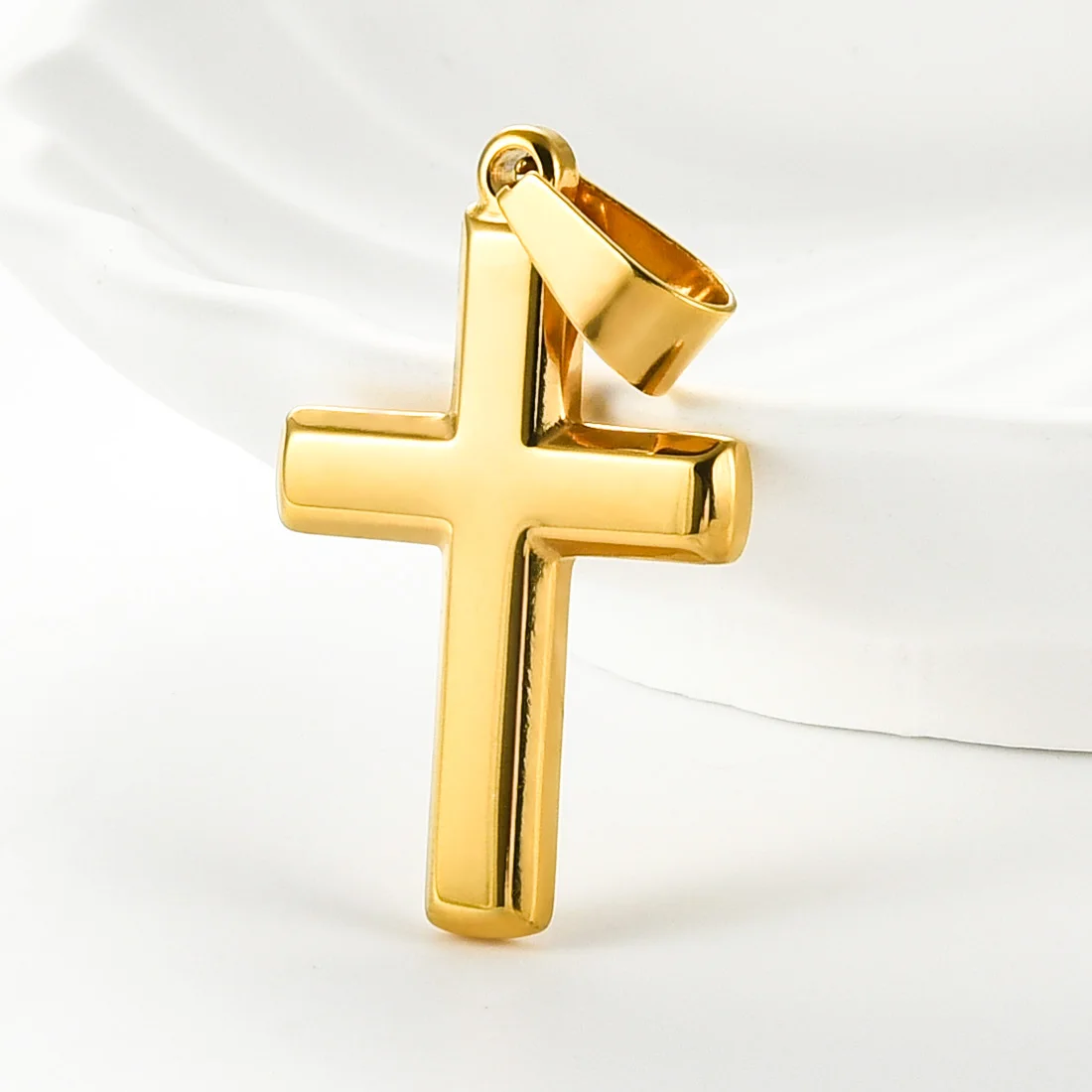 Simple Christian Stainless Steel Cross Pendant For Chain Necklace Women Men Minimalist Prayer Choker DIY Jewelry Accessories