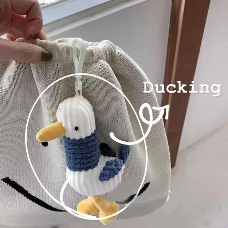 Kawaii Keychain Cute Cartoon Duck Keychain Animal Stuffed Toy Duck Doll Bag Charm with Hook Pendant Key Chain Accessories Gift