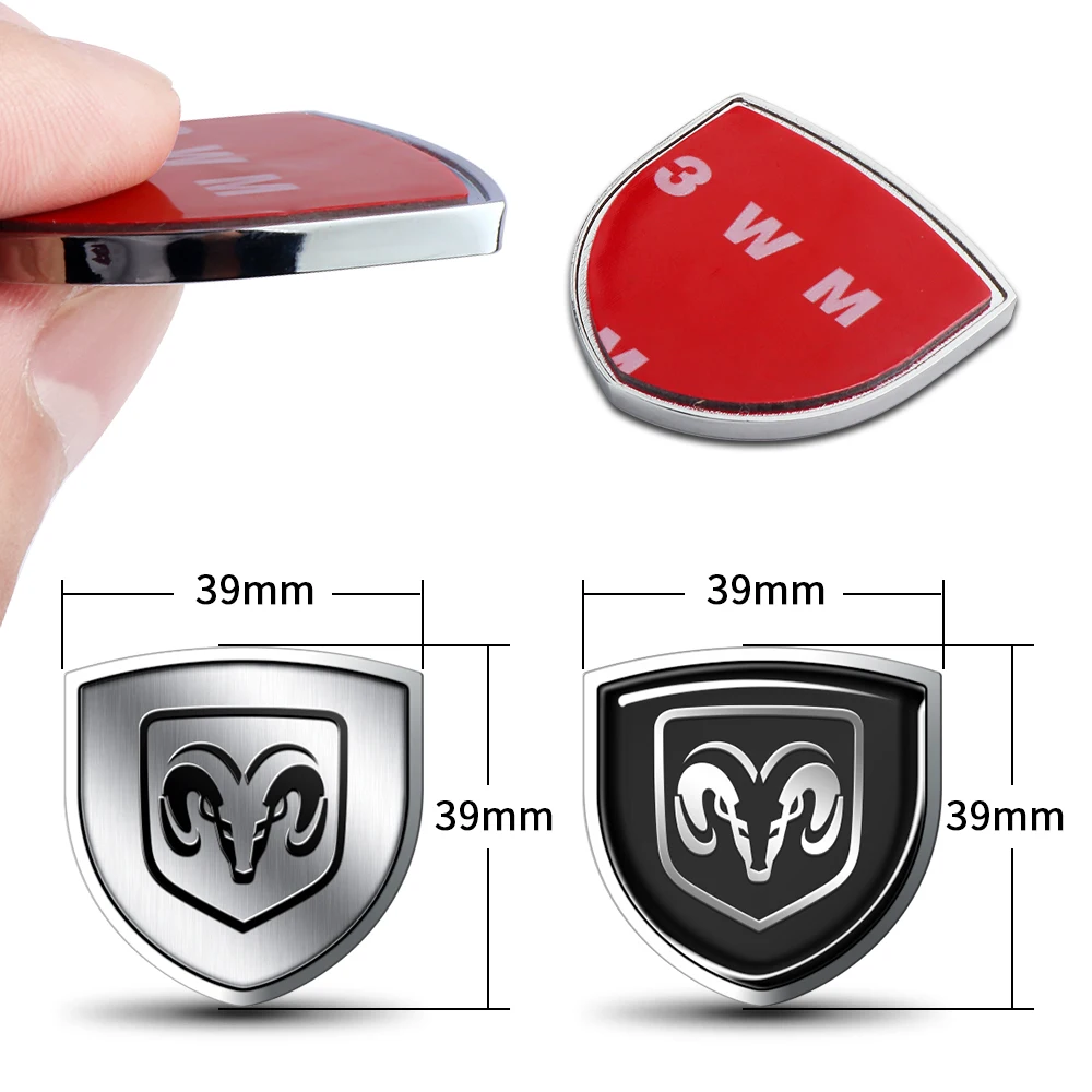 3D Metal Logo Car Front Window Body Badge Trunk Emblem Stickers Decal For Dodge Durango Caliber Dakota Neon SRT SXT Nitro Magnum view 3